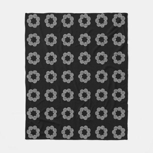 抽象芸術らせん円パターン(黒) フリースブランケット (正面)