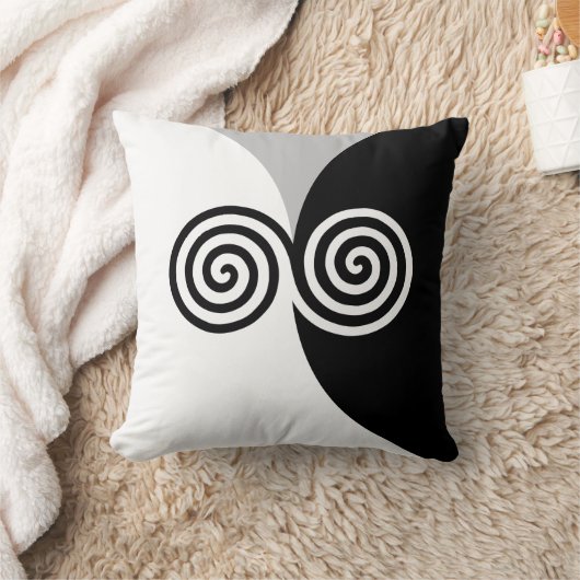 抽象芸術らせん円(黒い灰色と白) クッション (ブランケット)