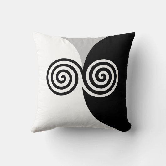 抽象芸術らせん円(黒い灰色と白) クッション (裏面)