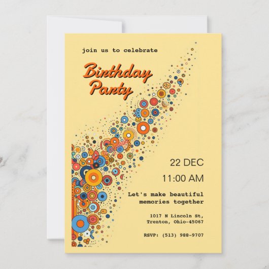 抽象芸術をテーマにしたパーソナライズされた 招待状 (正面)