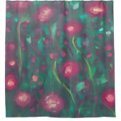 抽象芸術を抑えた赤いバラ シャワーカーテン (正面)