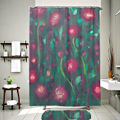 抽象芸術を抑えた赤いバラ シャワーカーテン