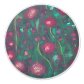 抽象芸術を抑えた赤いバラ セラミックノブ (正面)