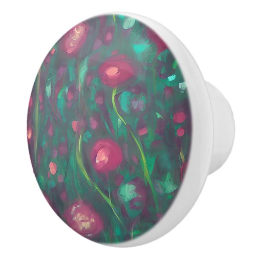 抽象芸術を抑えた赤いバラ セラミックノブ (右)