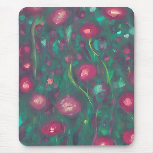 抽象芸術を抑えた赤いバラ マウスパッド (正面)