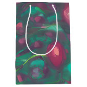 抽象芸術を抑えた赤いバラ ミディアムペーパーバッグ (正面)