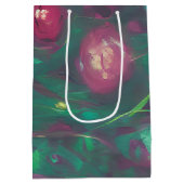 抽象芸術を抑えた赤いバラ ミディアムペーパーバッグ (裏面)