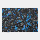 抽象芸術を見るこうもりの翼の染色されたターコイズ キッチンタオル (横)