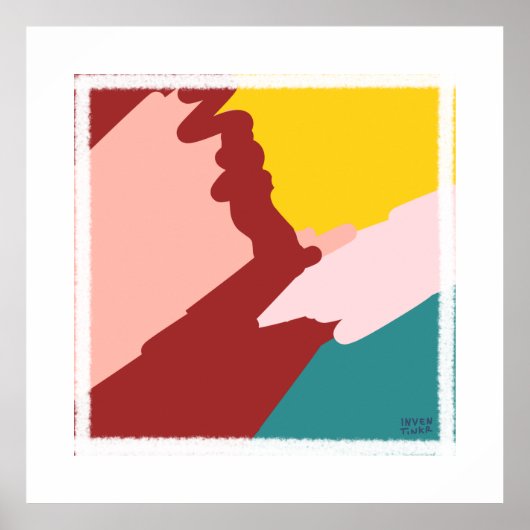 抽象芸術アかわいらしートプリントレッドアートさくらんぼヴィベ ポスター (正面)