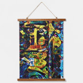 抽象芸術アつるート織 吊り下げ型タペストリー (正面)