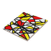 抽象芸術アはっきりしたートハッピーイエローレッド タイル (側面)