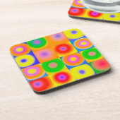 抽象芸術アはっきりしたートブライトイエローレッドブルー コースター (左側)