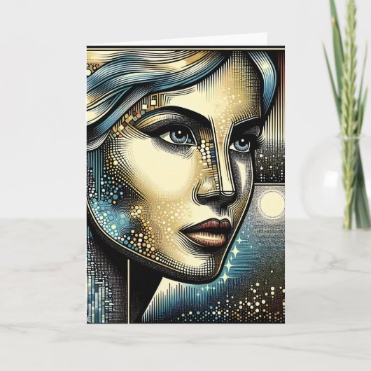抽象芸術アイアート |女性の顔 カード (正面)