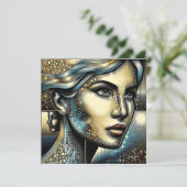 抽象芸術アイアート |女性の顔 カード (スタンド正面)