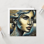 抽象芸術アイアート |女性の顔 カード (正面/裏面インサイチュ)
