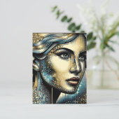 抽象芸術アイアート |女性の顔 ポストカード (スタンド正面)