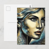 抽象芸術アイアート |女性の顔 ポストカード (正面/裏面)