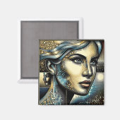 抽象芸術アイアート |女性の顔 マグネット (正面/裏面)