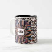 抽象芸術アイジオメトリックビジョン – 超現実的モダン ツートーンマグカップ (正面左)