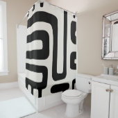 抽象芸術アイボリーとブラック シャワーカーテン (インサイチュ)