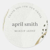 抽象芸術アイボリーグレー金ゴールドご注文ありがとうございます ラウンドシール (正面)