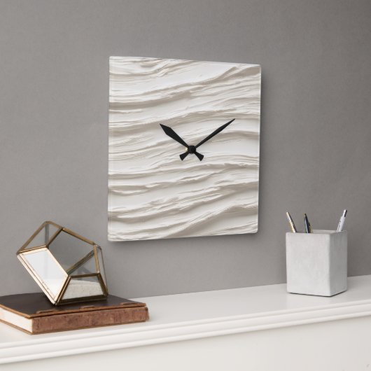抽象芸術アイボリーテクスチャ スクエア壁時計 (オフィス)