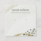 抽象芸術アイボリーブラック金ゴールドイヤリングスタッドディスプレイ スクエア名刺 (正面)