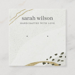 抽象芸術アイボリーブラック金ゴールドイヤリングスタッドディスプレイ スクエア名刺