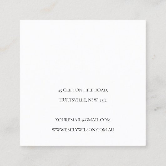 抽象芸術アイボリーブラック金ゴールドイヤリングスタッドディスプレイ スクエア名刺 (裏面)