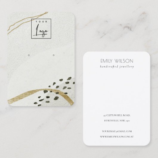 抽象芸術アイボリーブラック金ゴールドイヤリングロゴ表示 名刺 (正面/裏面)