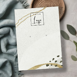 抽象芸術アイボリーブラック金ゴールドイヤリングロゴ表示 名刺