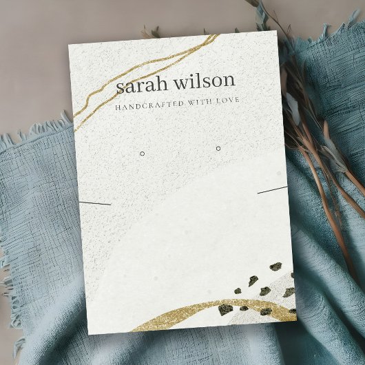 抽象芸術アイボリーブラック金ゴールドネックレスイヤリングディスプレイ 名刺