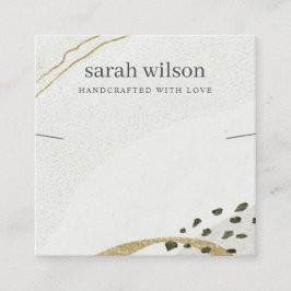 抽象芸術アイボリーブラック金ゴールドネックレスバンドディスプレイ スクエア名刺