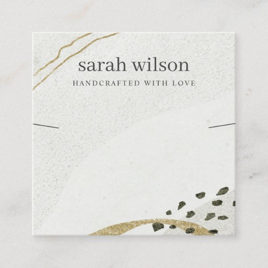 抽象芸術アイボリーブラック金ゴールドネックレスバンドディスプレイ スクエア名刺 (正面)