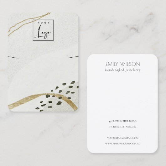 抽象芸術アイボリーブラック金ゴールドネックレスロゴ表示 名刺 (正面/裏面)