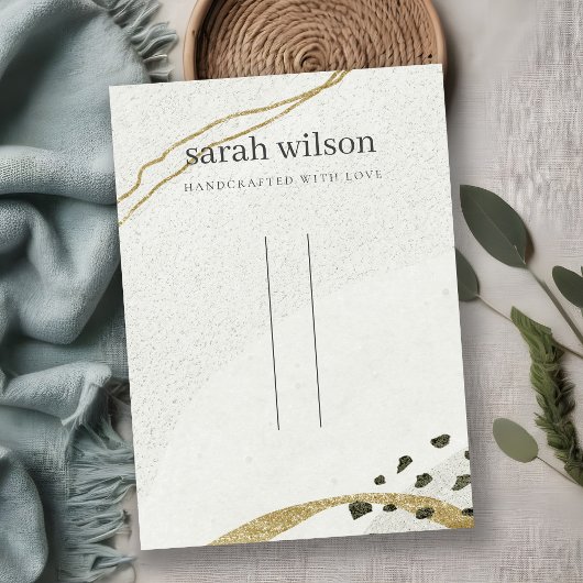 抽象芸術アイボリーブラック金ゴールドヘアピンバンドディスプレイ 名刺