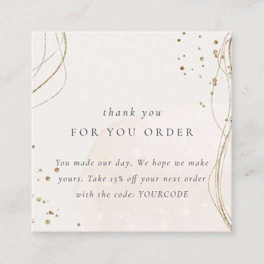 抽象芸術アイボリー金ゴールドご注文の割引 スクエア名刺 (正面)