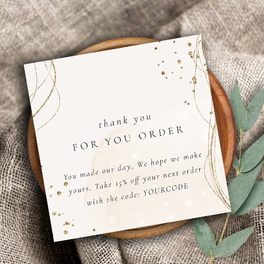 抽象芸術アイボリー金ゴールドご注文の割引 スクエア名刺