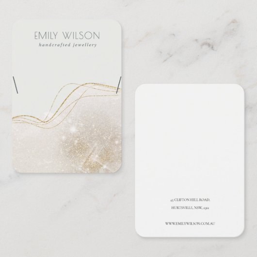 抽象芸術アイボリー金ゴールドグリッターシャイニーネックレスディスプレイ 名刺 (正面/裏面)
