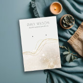 抽象芸術アイボリー金ゴールドグリッター光沢イヤリングディスプレイ 名刺