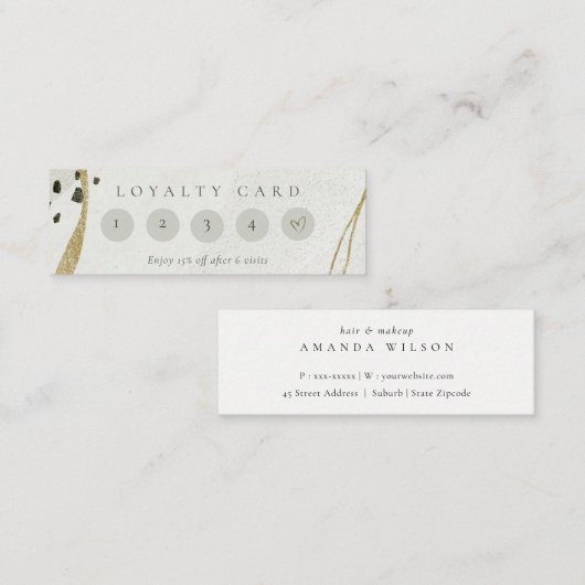 抽象芸術アイボリー金ゴールドグレーストーン5パンチロイヤリティ スキニー名刺 (正面/裏面)