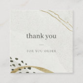 抽象芸術アイボリー金ゴールドストーンありがとうご注文 スクエア名刺 (正面)