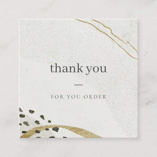 抽象芸術アイボリー金ゴールドストーンありがとうご注文 スクエア名刺 (正面)