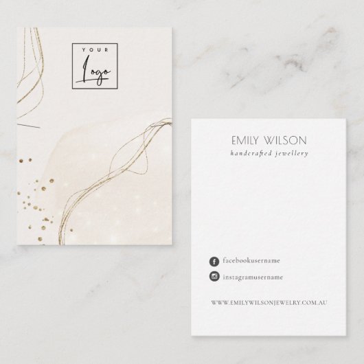 抽象芸術アイボリー金ゴールドネックレスバンドのロゴ表示 名刺 (正面/裏面)