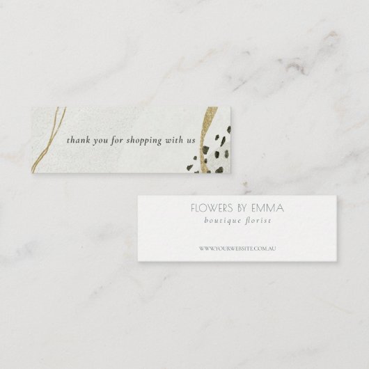 抽象芸術アイボリー金ゴールドブラックグレイストーンありがとう スキニー名刺 (正面/裏面)