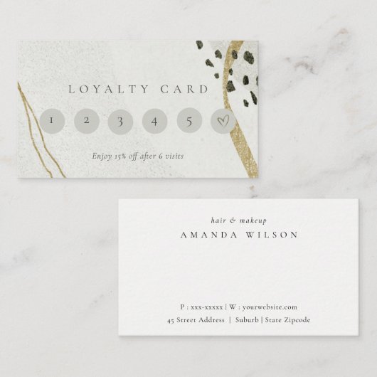 抽象芸術アイボリー金ゴールドブラックグレー6パンチロイヤリティ 名刺 (正面/裏面)