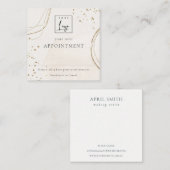 抽象芸術アイボリー金ゴールドロゴアポイントメントアラーム スクエア名刺 (正面/裏面)