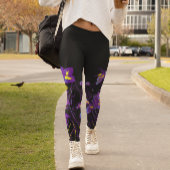 抽象芸術アイリスの花を黒カラフルに レギンス