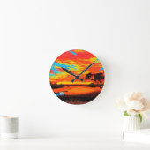 抽象芸術アウトバック砂漠の風景のアート#3 ラウンド壁時計 (ホーム)