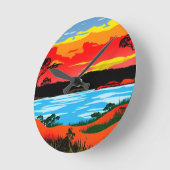 抽象芸術アウトバック砂漠の風景のアート#5 ラウンド壁時計 (傾斜)